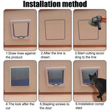 Dog Cat Flap Door For Dog Cat Kitten With 4 Way Lock Security Flap Door Cat Puppy Safety Gate ABS Plastic Small Pet Supplies